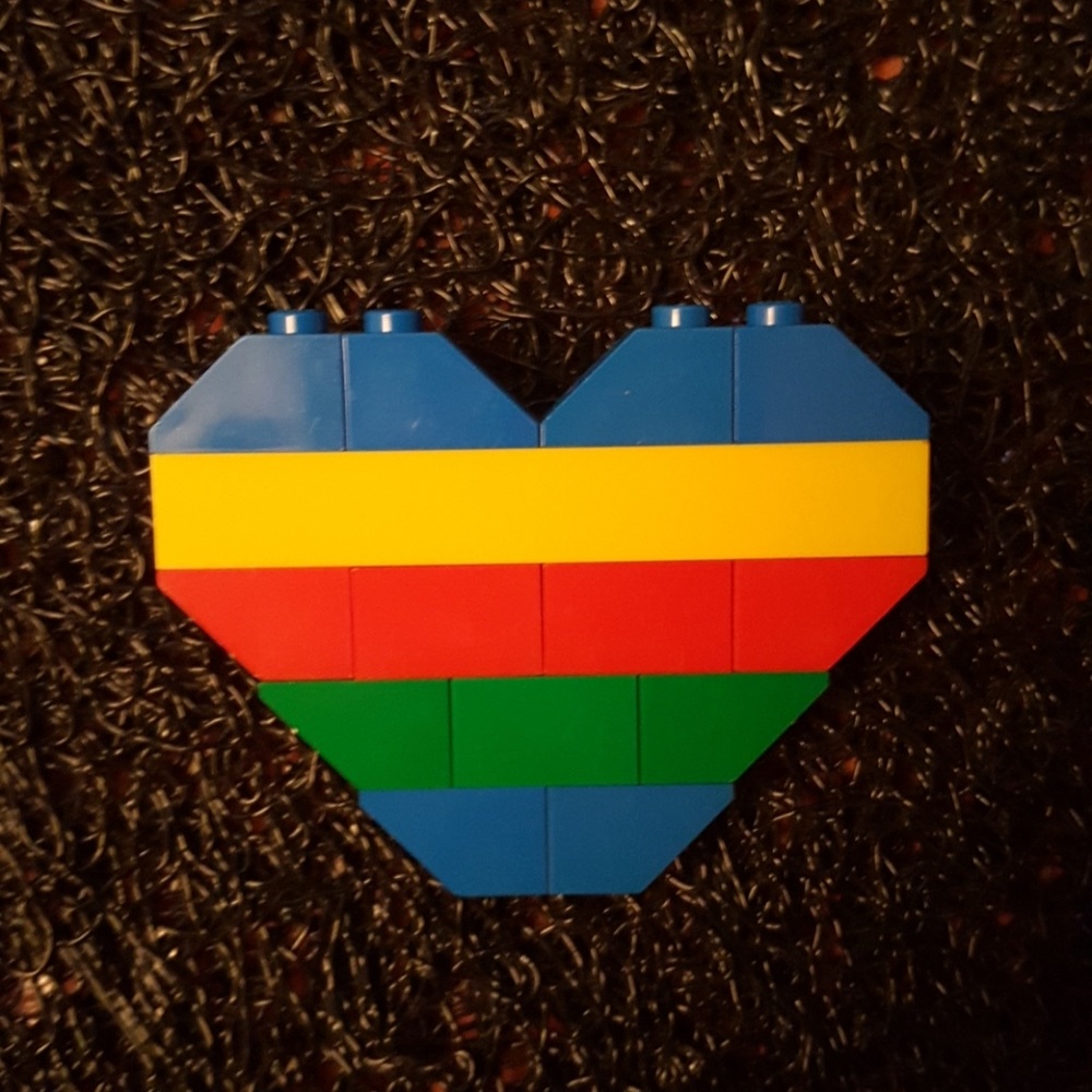 Lego rainbow heart pin